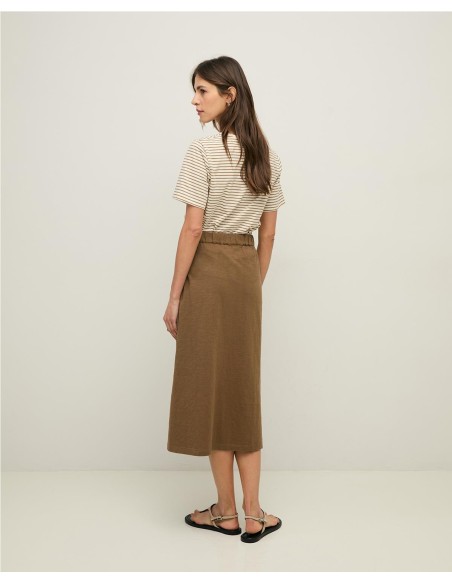 FALDA ALGODON BOTONES CAQUI