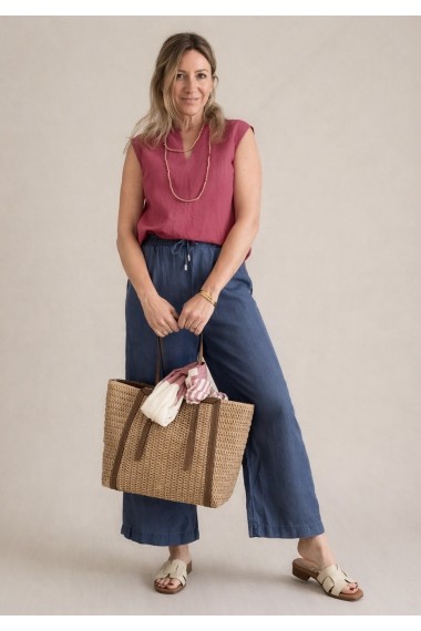 CAMISA TEJIDO COMBINADO FRESA