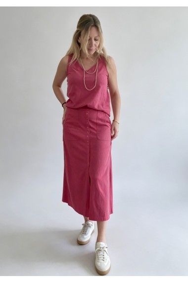 FALDA ALGODON BOTONES FRESA