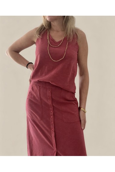 FALDA ALGODON BOTONES FRESA