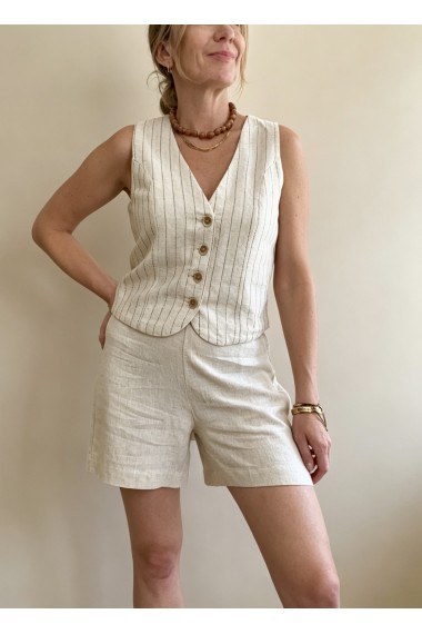 CHALECO RAYAS BEIGE 2