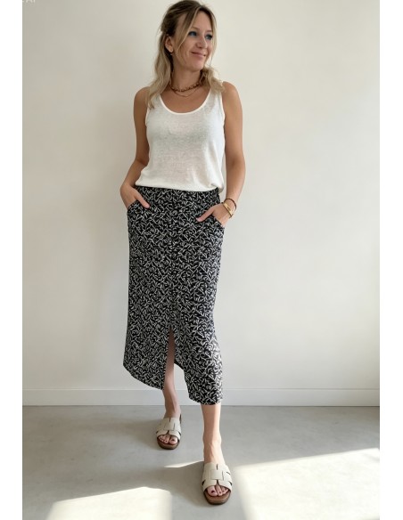 FALDA CREPE VISCOSA AZUL MARINO