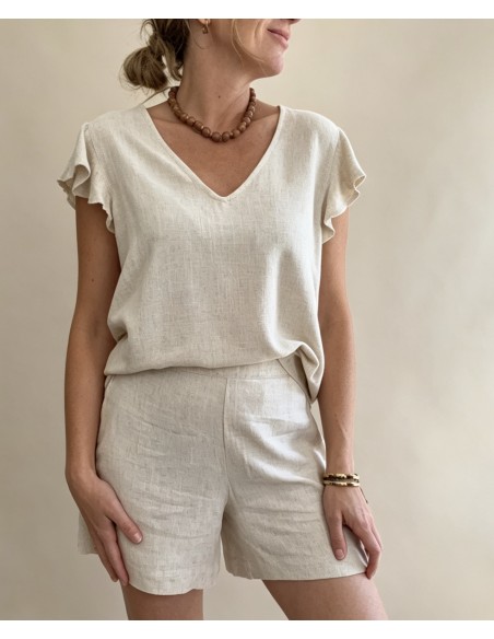 SHORT GOMA CON LINO