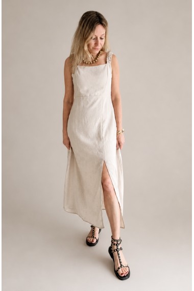 VESTIDO MIDI BEIGE 2