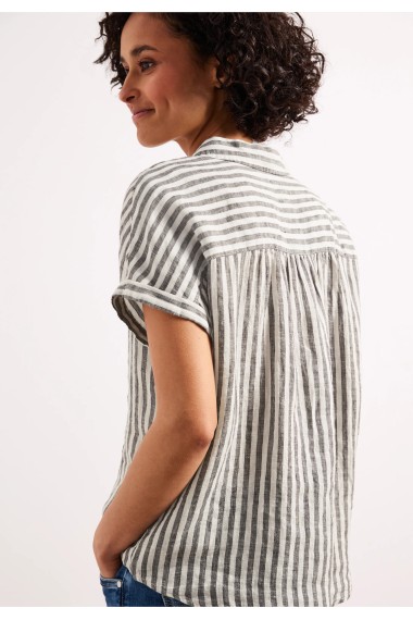 CAMISA LINO RAYAS MARRON