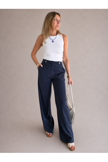 PANTALON FLUÍDO BOLSILLOS AZUL MARINO 2
