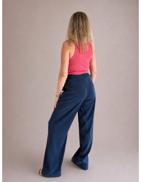 PANTALON FLUÍDO BOLSILLOS AZUL MARINO