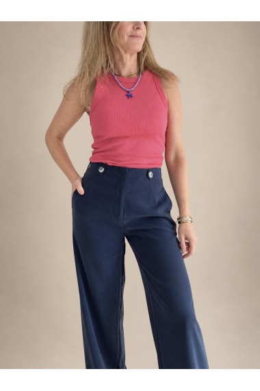 PANTALON FLUÍDO BOLSILLOS AZUL MARINO