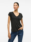 Camiseta Tencel Escote Pico Negro