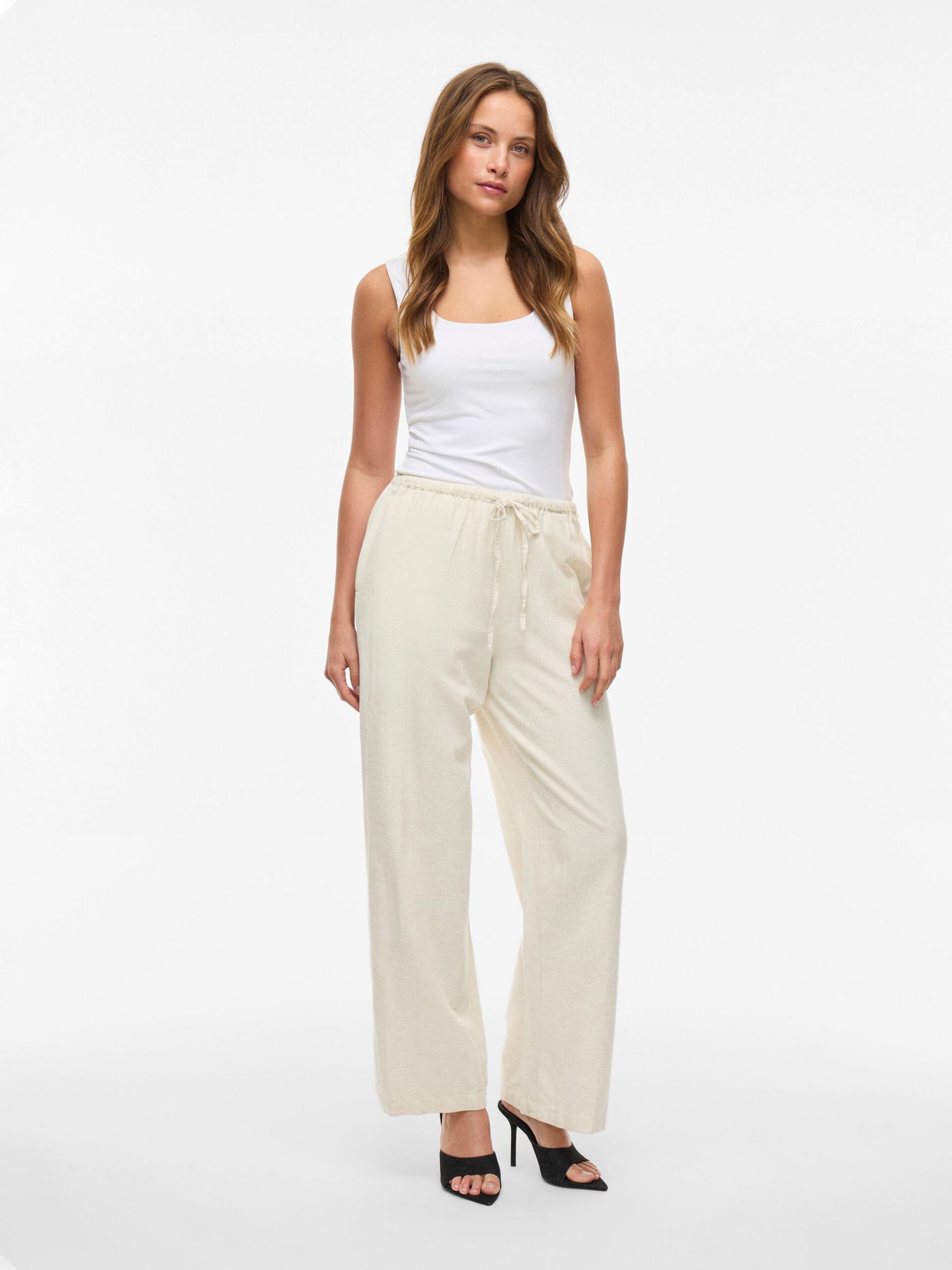 Pantalon con goma cotton color Natural