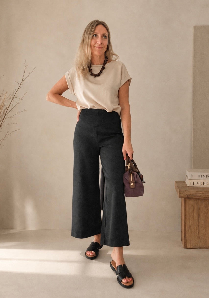 Pantalón punto fluído gris marengo