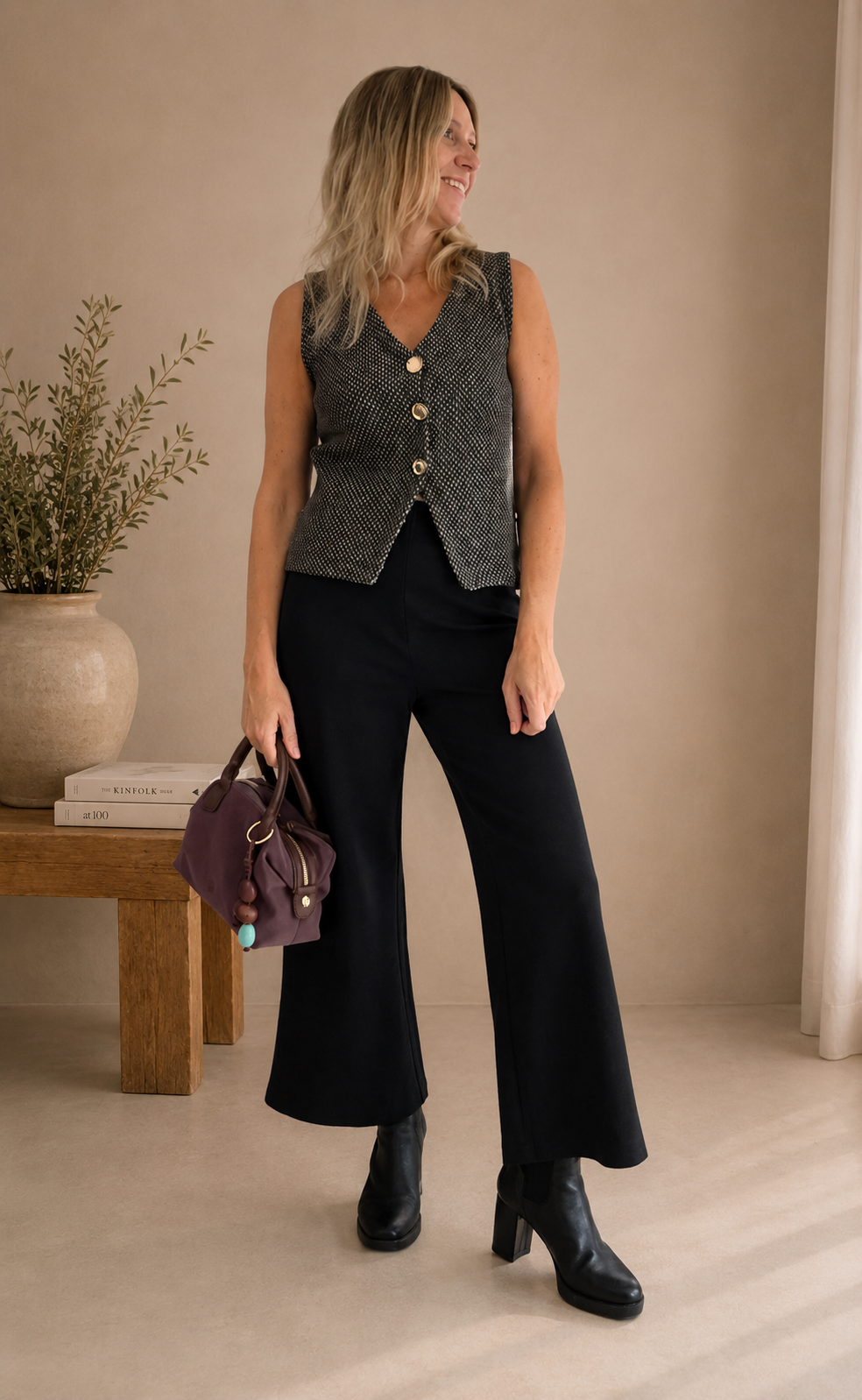 Pantalón punto fluído negro