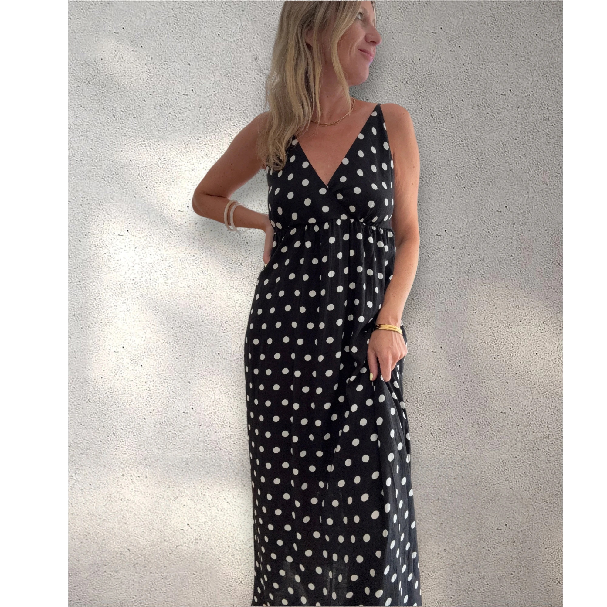 Vestido largo lunares
