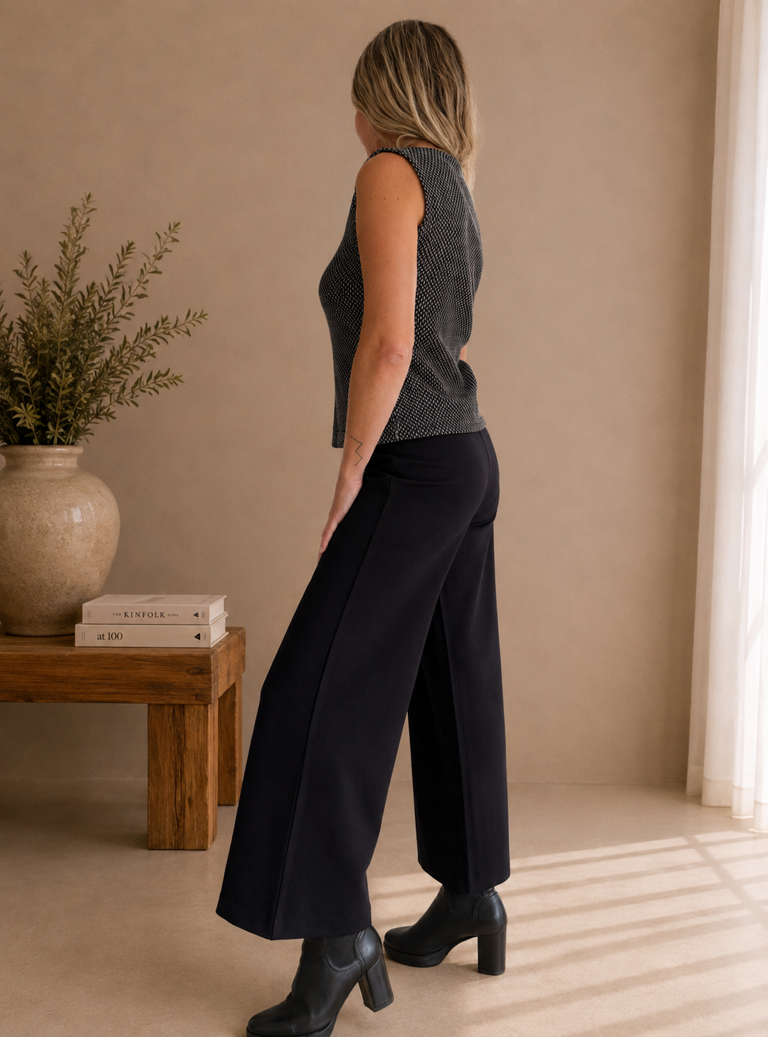 Pantalón punto fluído negro