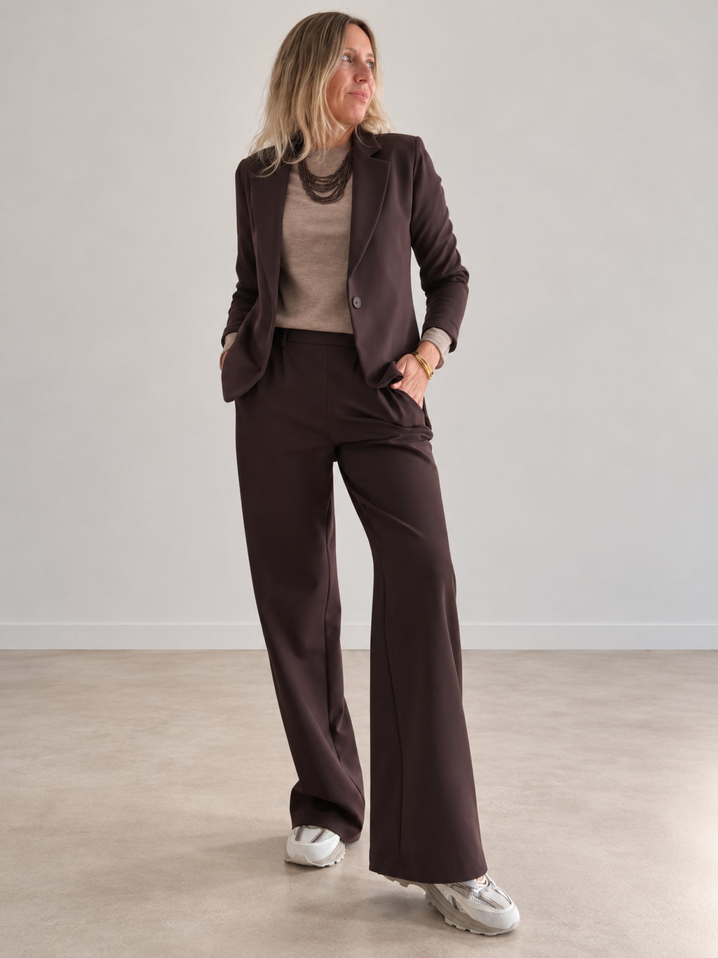 Blazer Milano de punto chocolate
