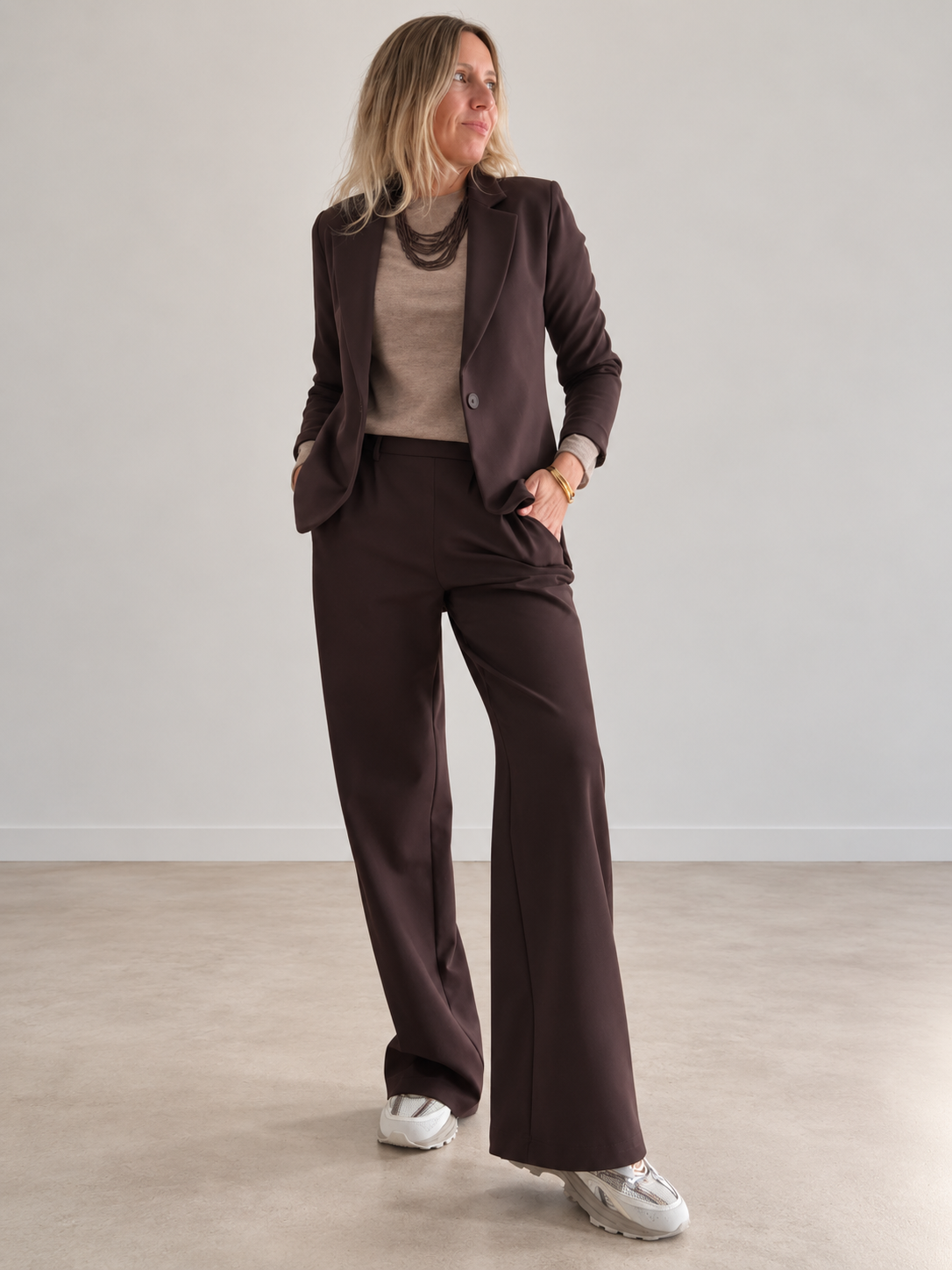Blazer Milano de punto chocolate