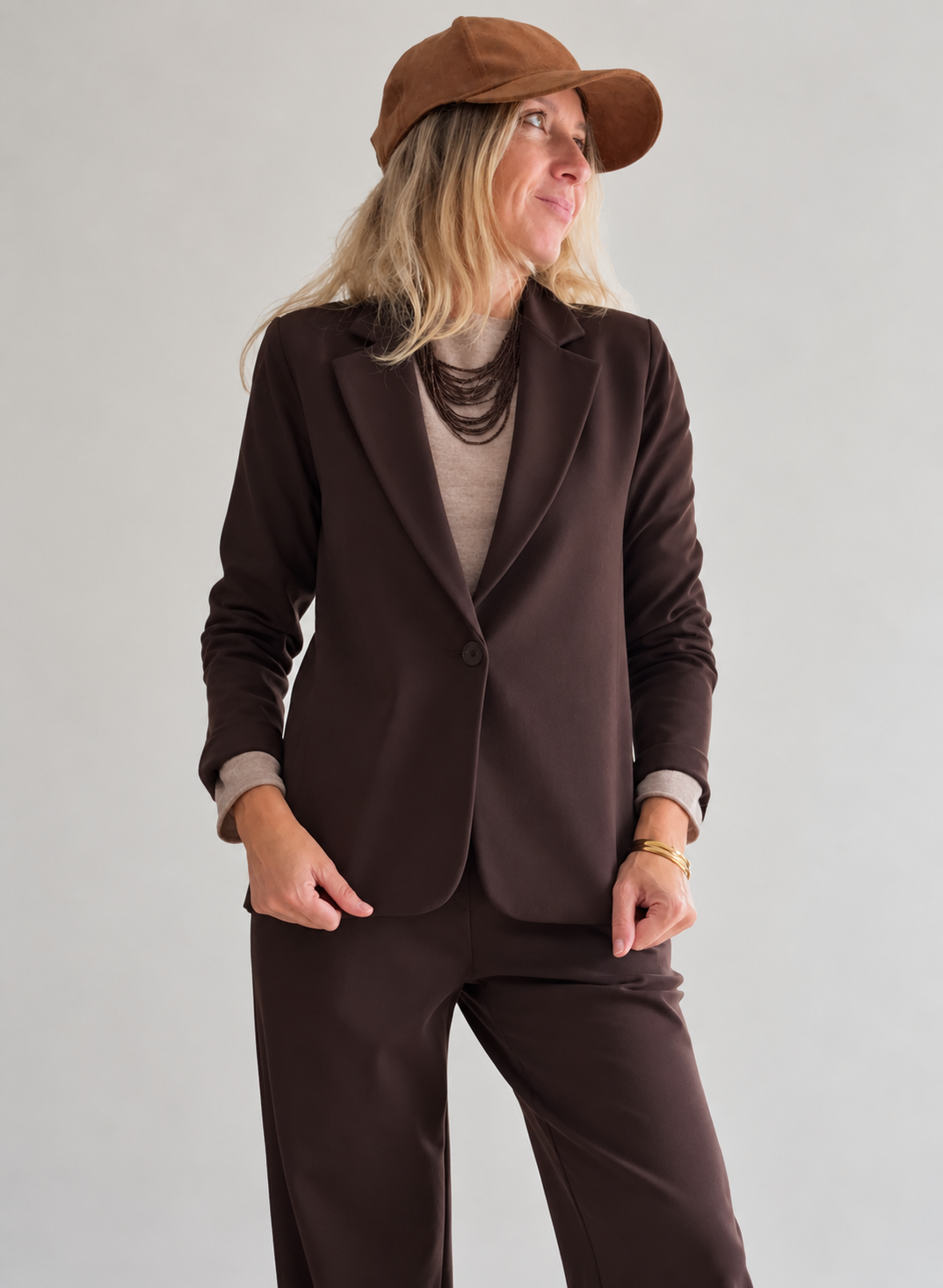 Blazer Milano de punto chocolate