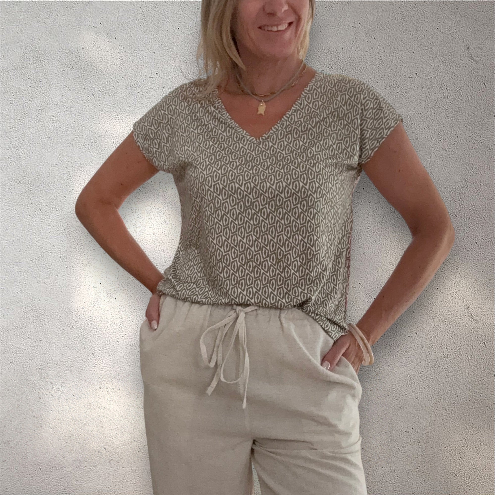 Camiseta punto frío estampado geométrico