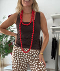 Collar largo bolas rojo