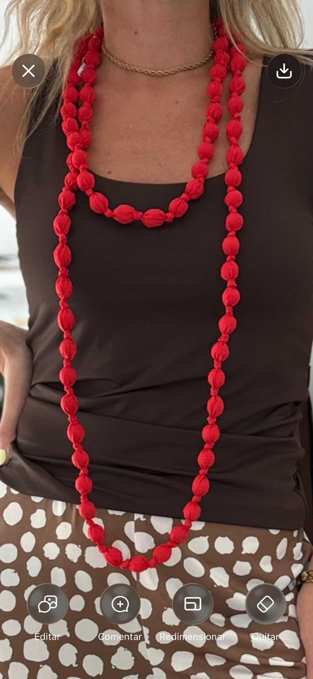 Collar largo bolas rojo