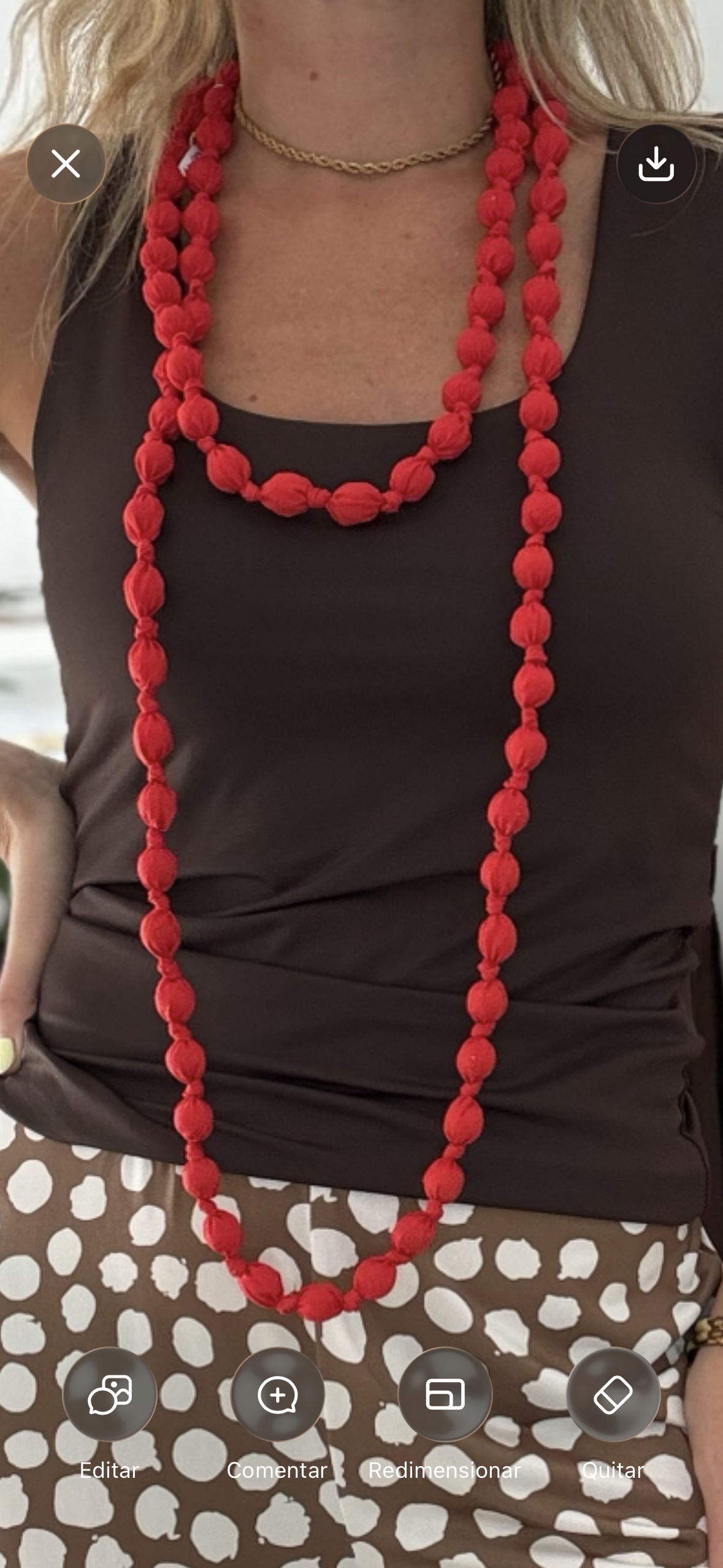 Collar largo bolas rojo