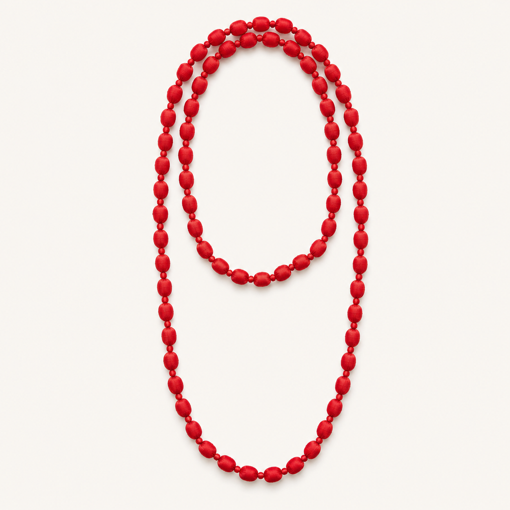 Collar largo bolas rojo