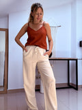 Pantalon con goma cotton color Natural