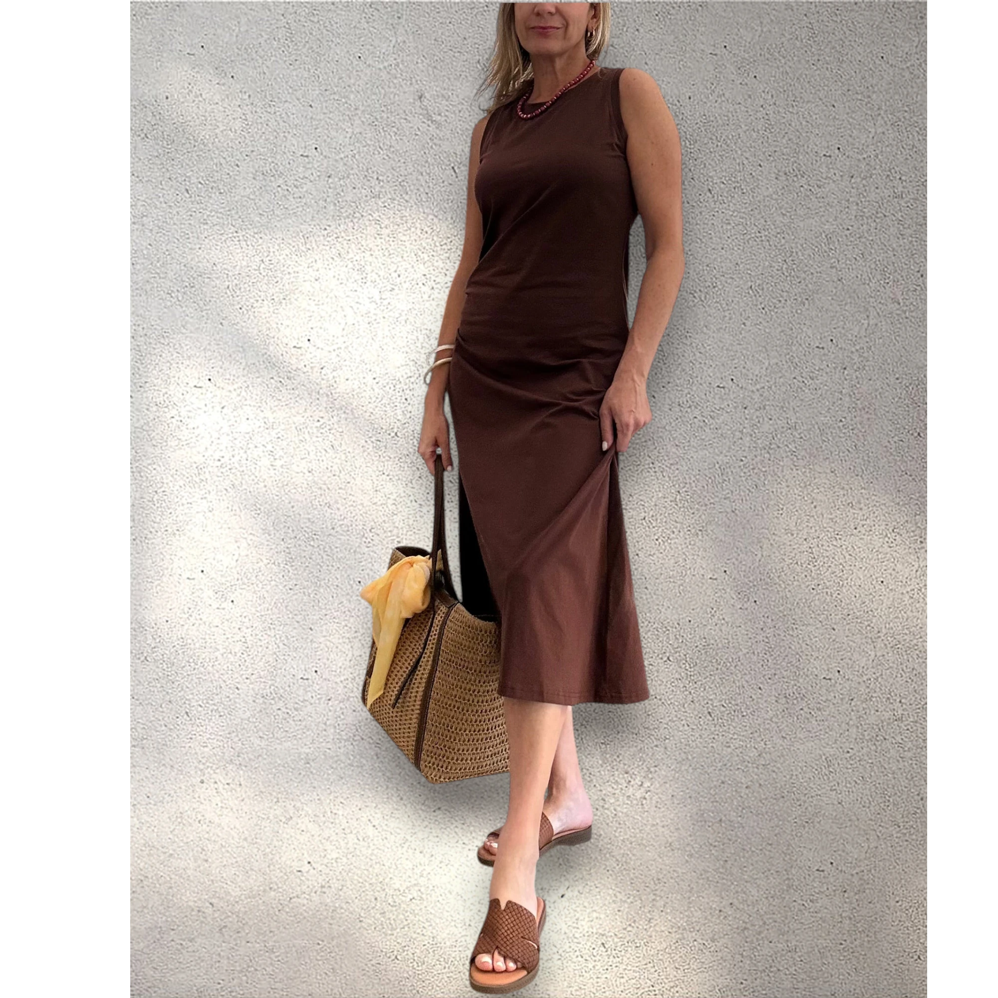 Vestido marrón algodón