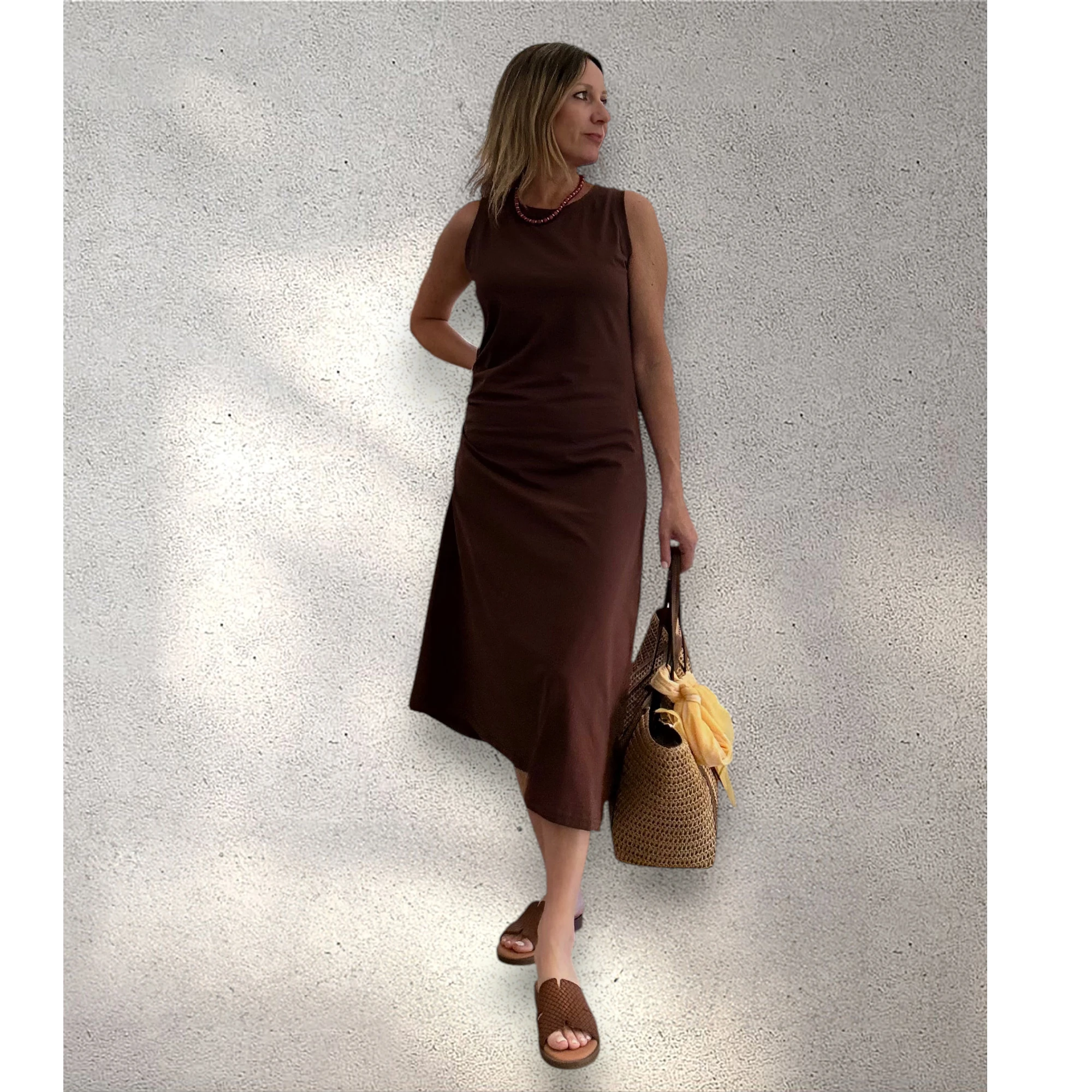 Vestido marrón algodón