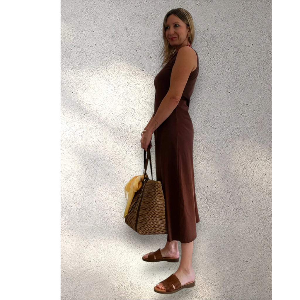 Vestido marrón algodón