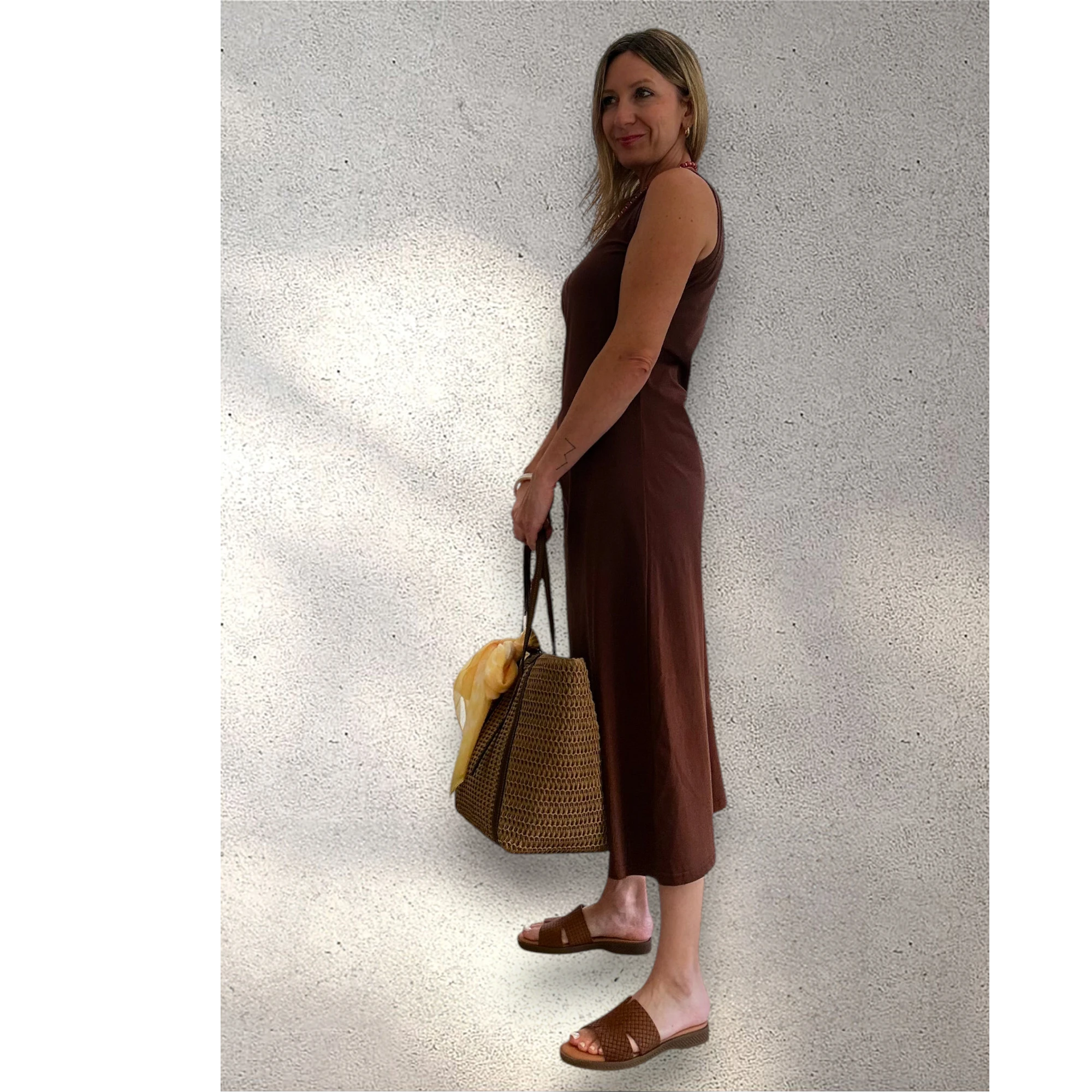 Vestido marrón algodón