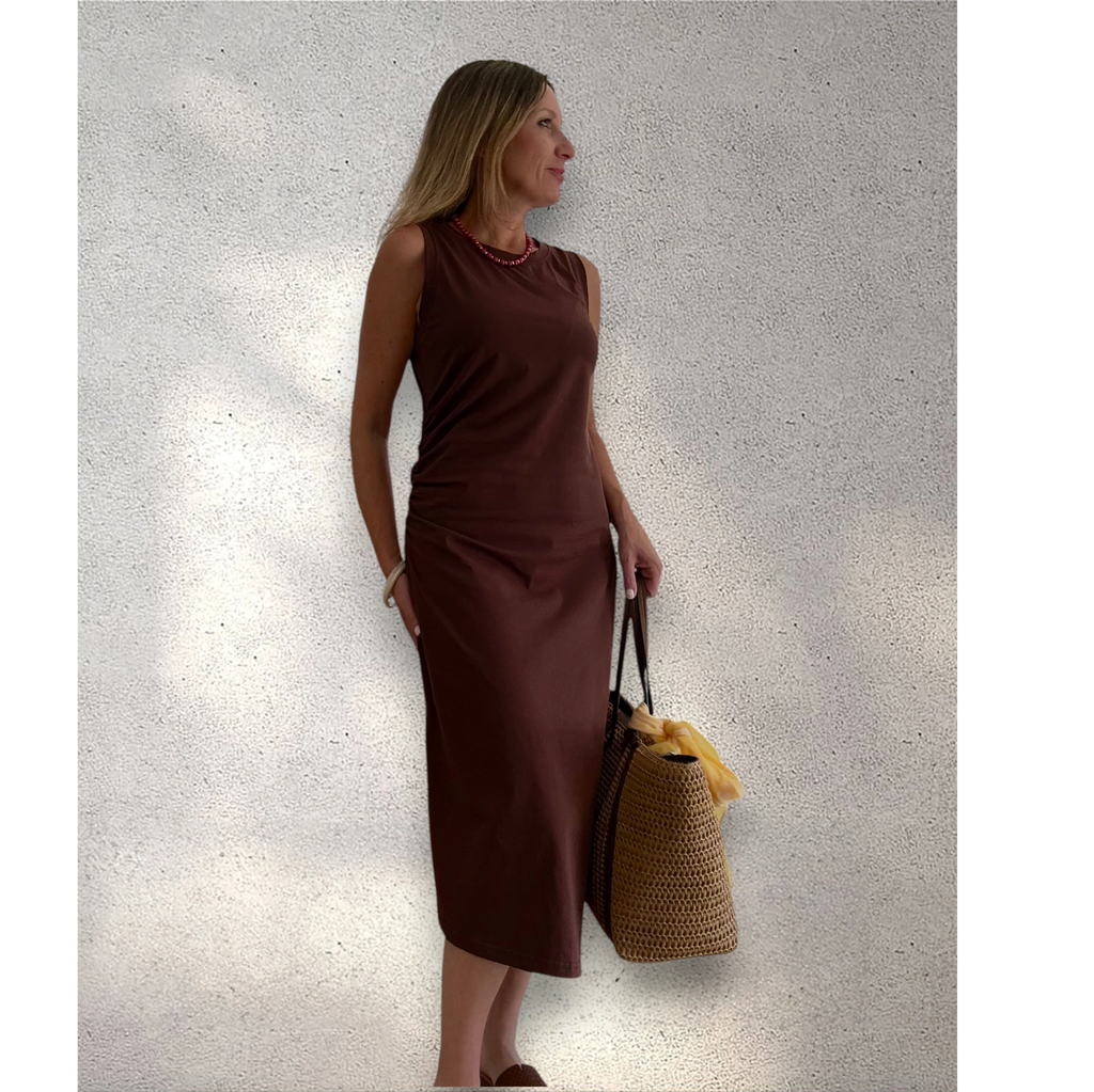 Vestido marrón algodón