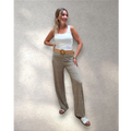 Pantalón punto frío estampado caqui