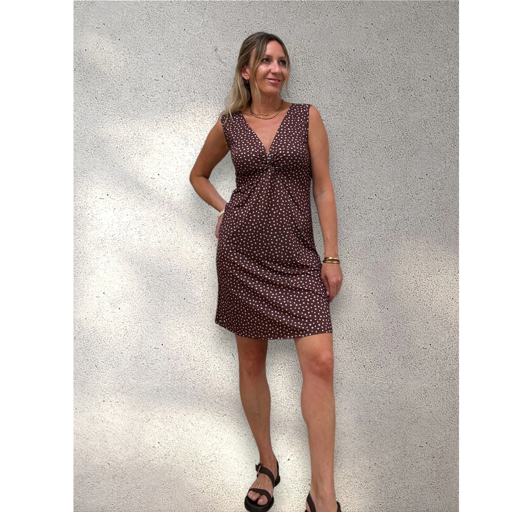Vestido punto frío topito choco