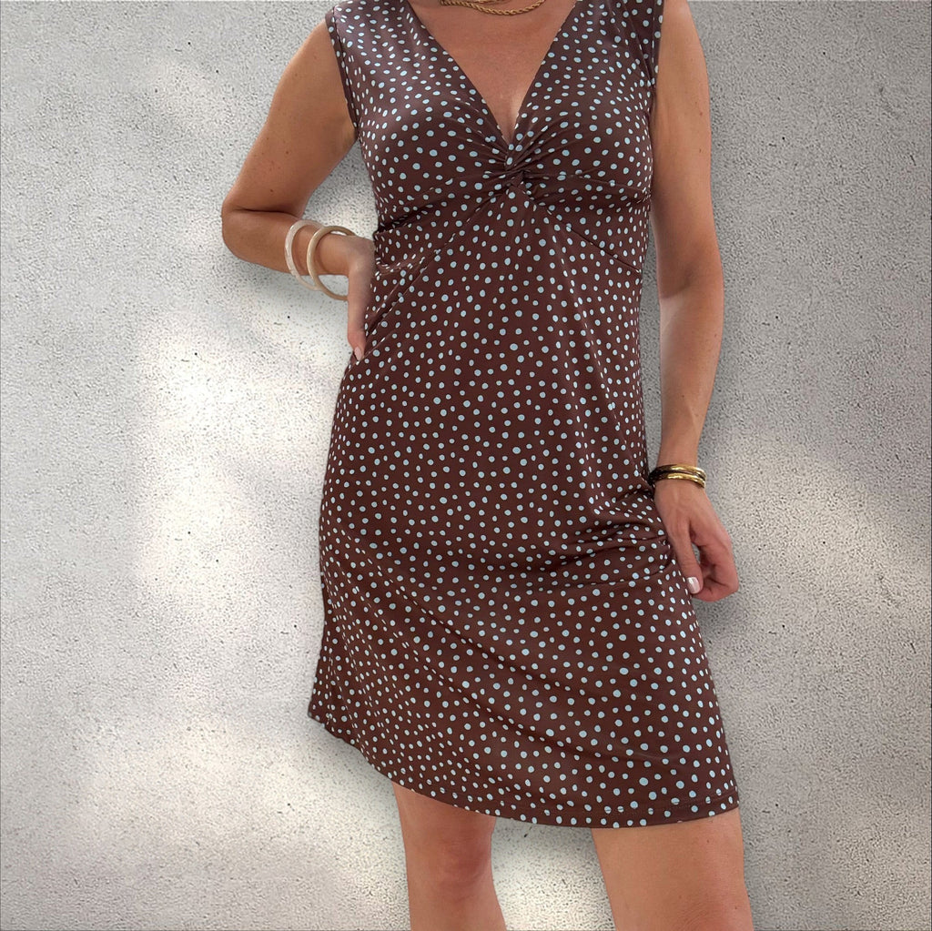 Vestido punto frío topito choco
