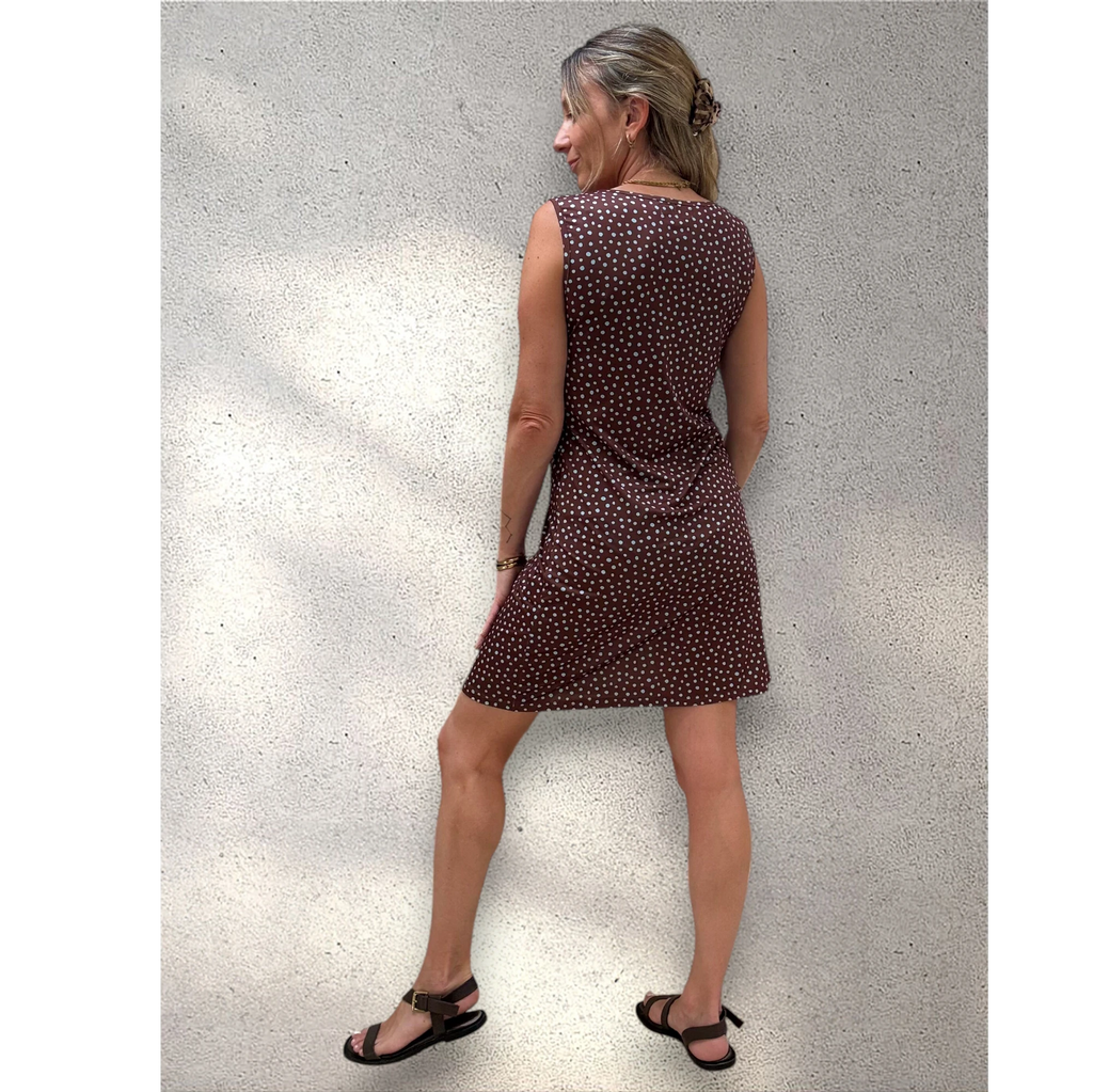 Vestido punto frío topito choco