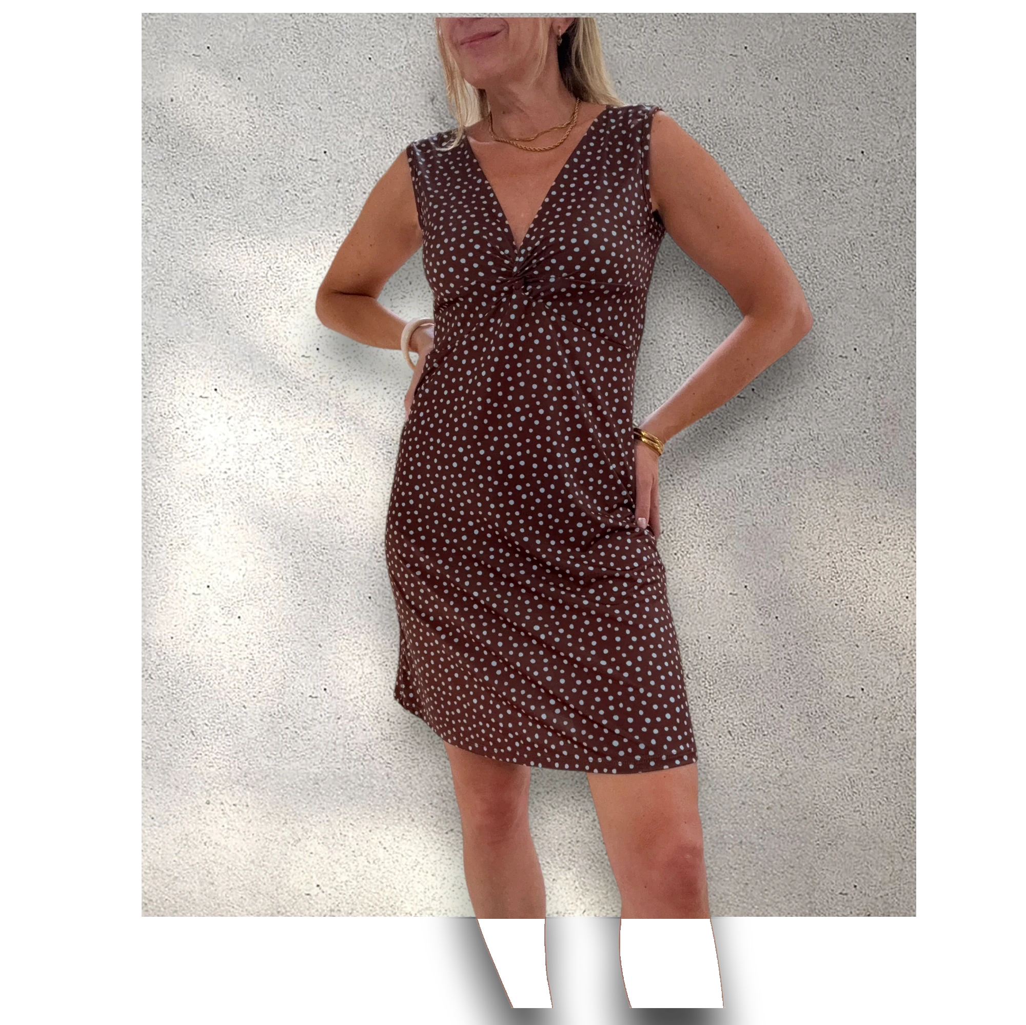 Vestido punto frío topito choco