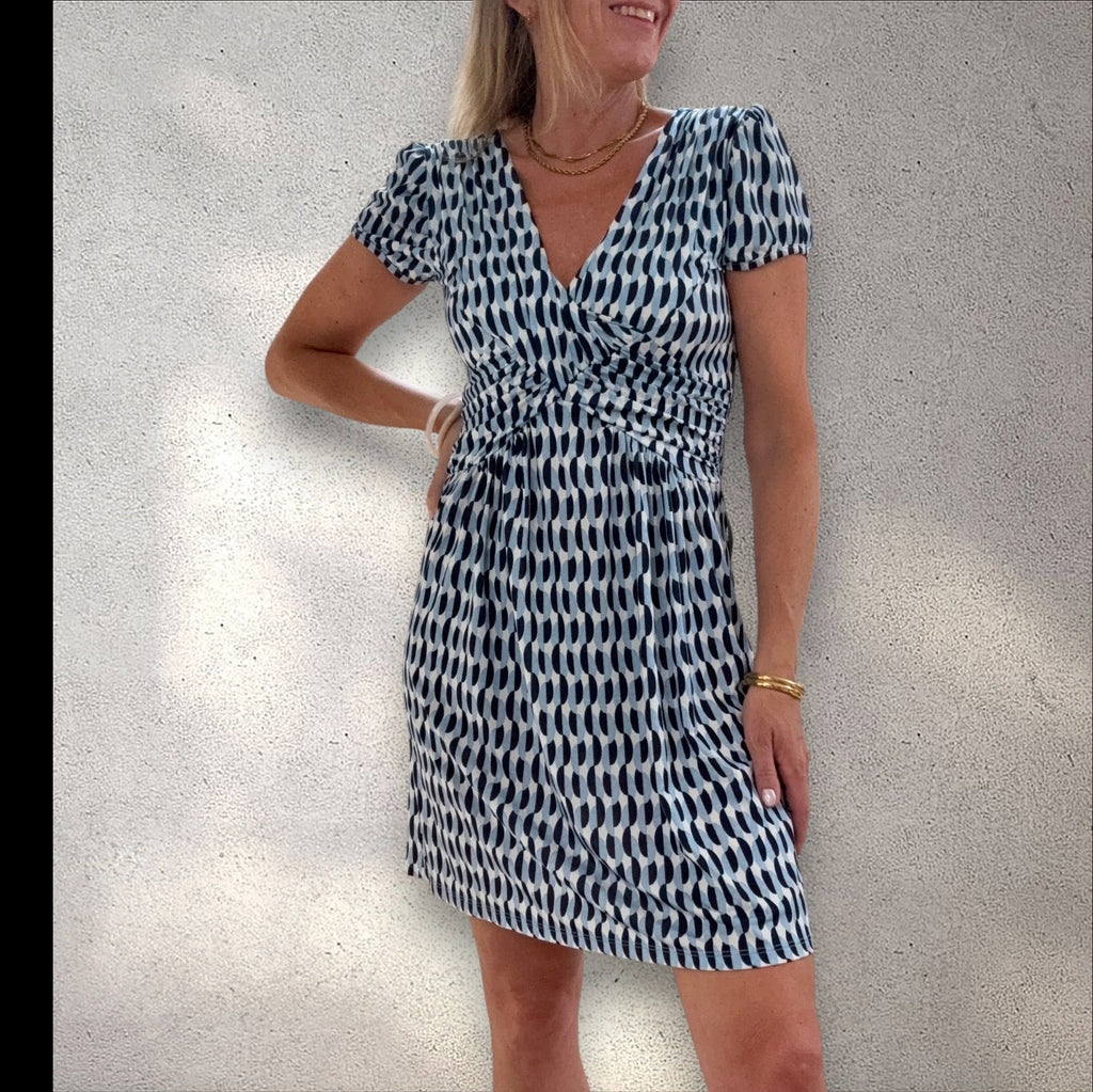 Vestido punto frío cruzado azul