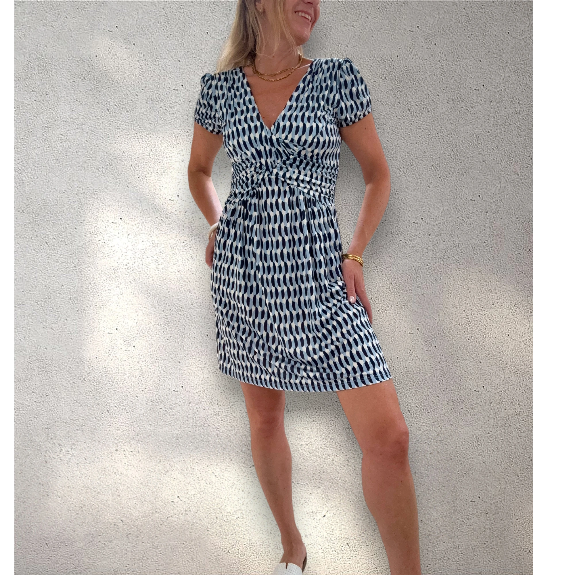 Vestido punto frío cruzado azul