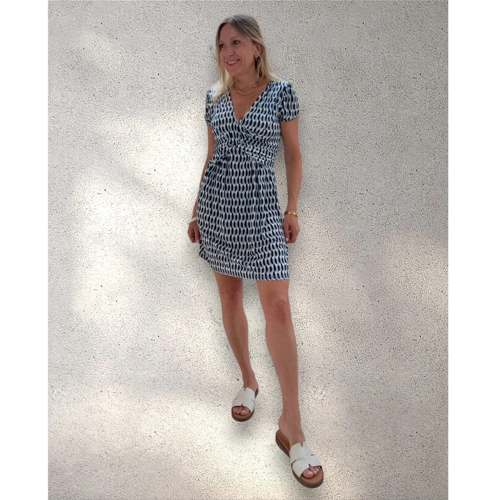Vestido punto frío cruzado azul