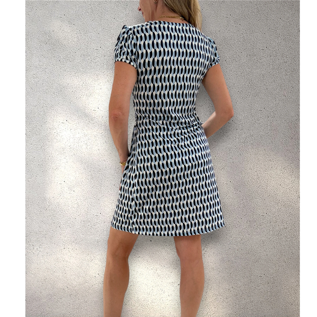 Vestido punto frío cruzado azul