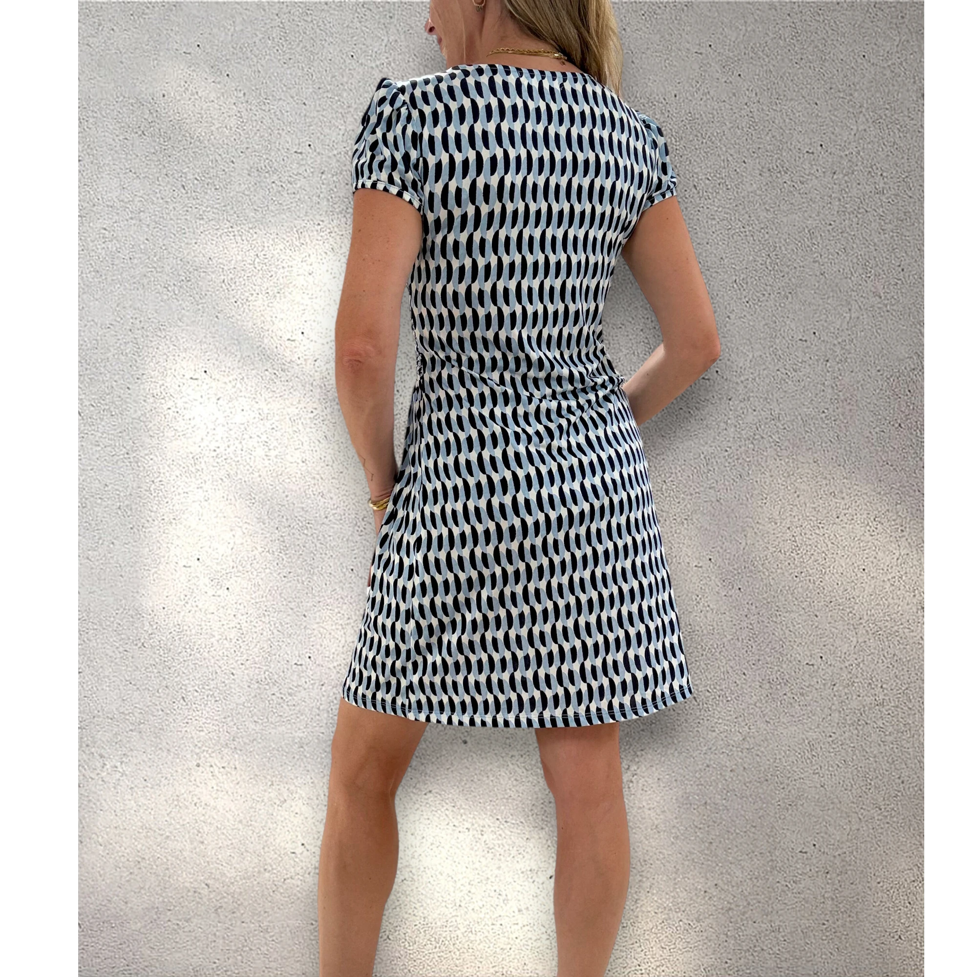 Vestido punto frío cruzado azul