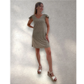 Vestido punto frío manga volante caqui