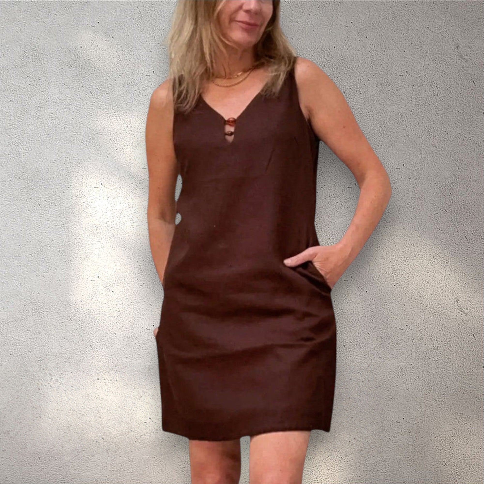 Vestido mini lino