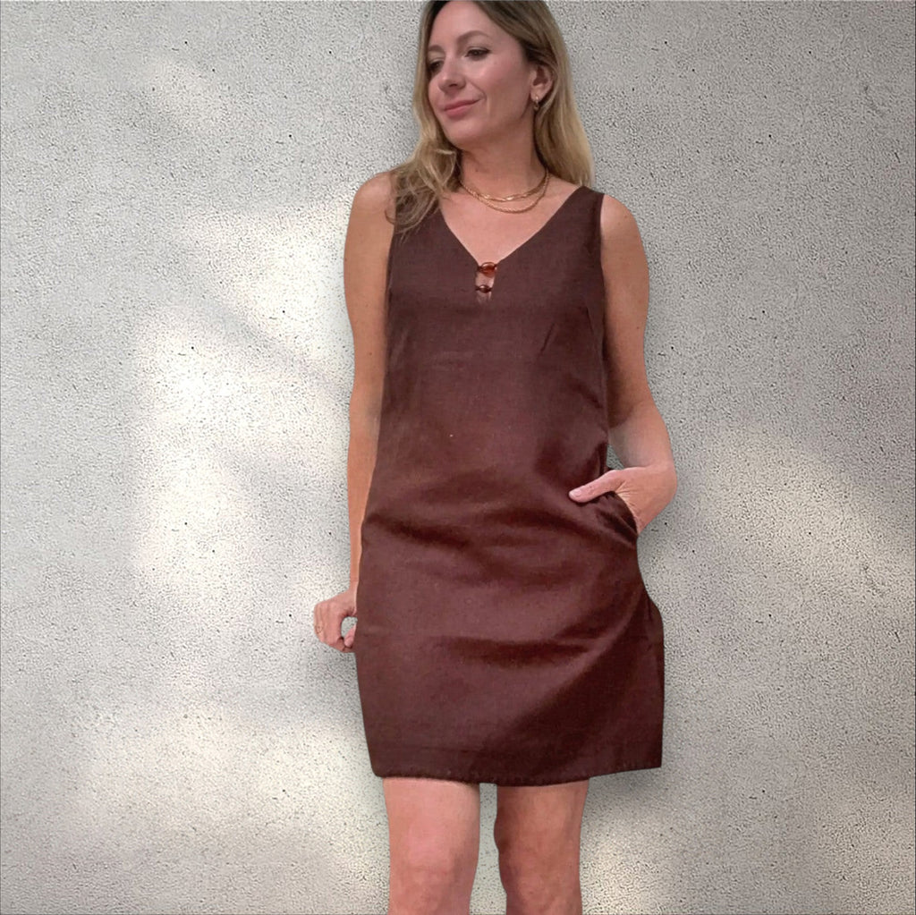 Vestido mini lino