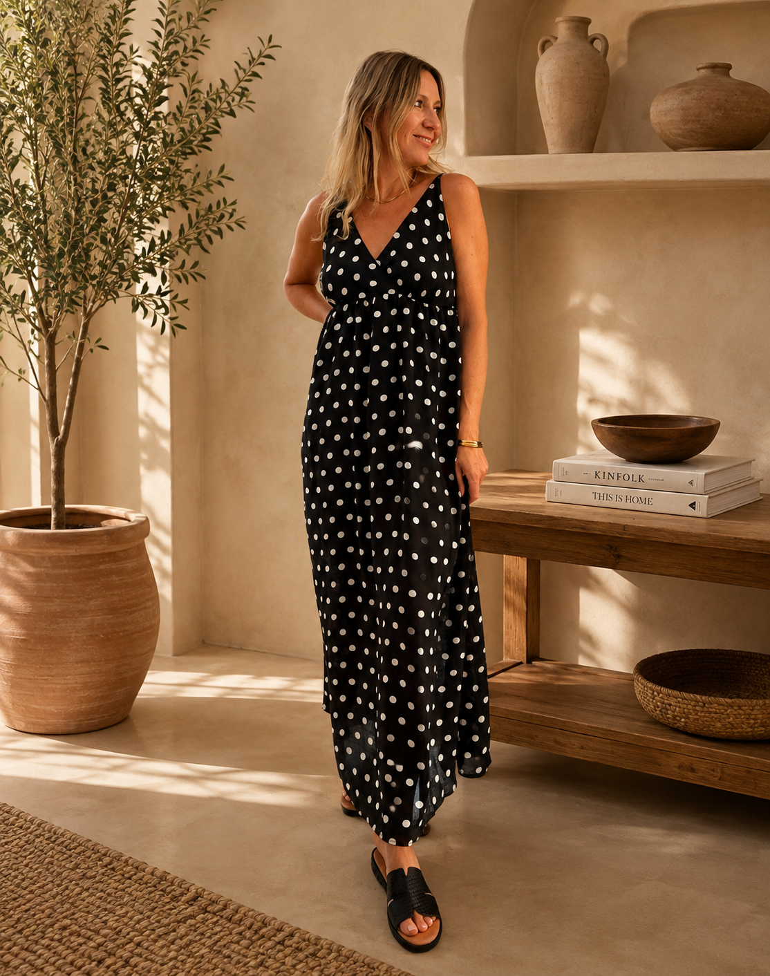 Vestido largo lunares