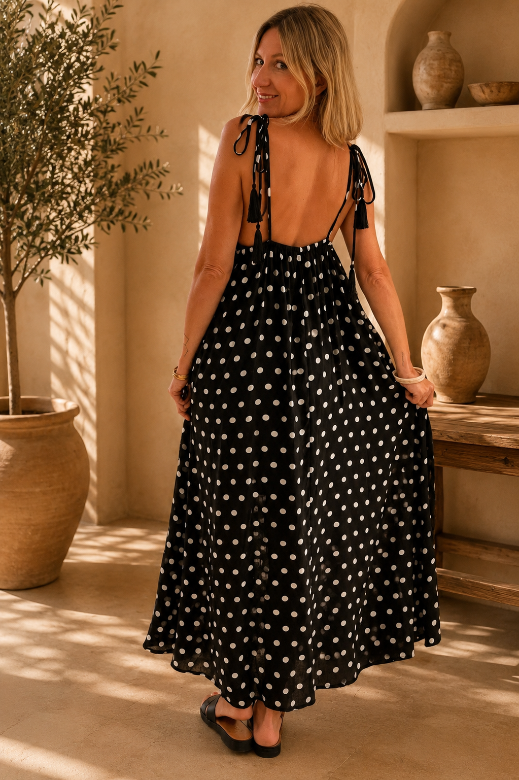 Vestido largo lunares