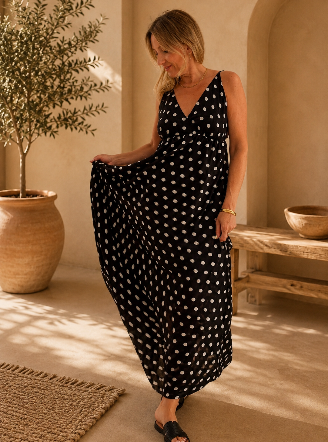 Vestido largo lunares