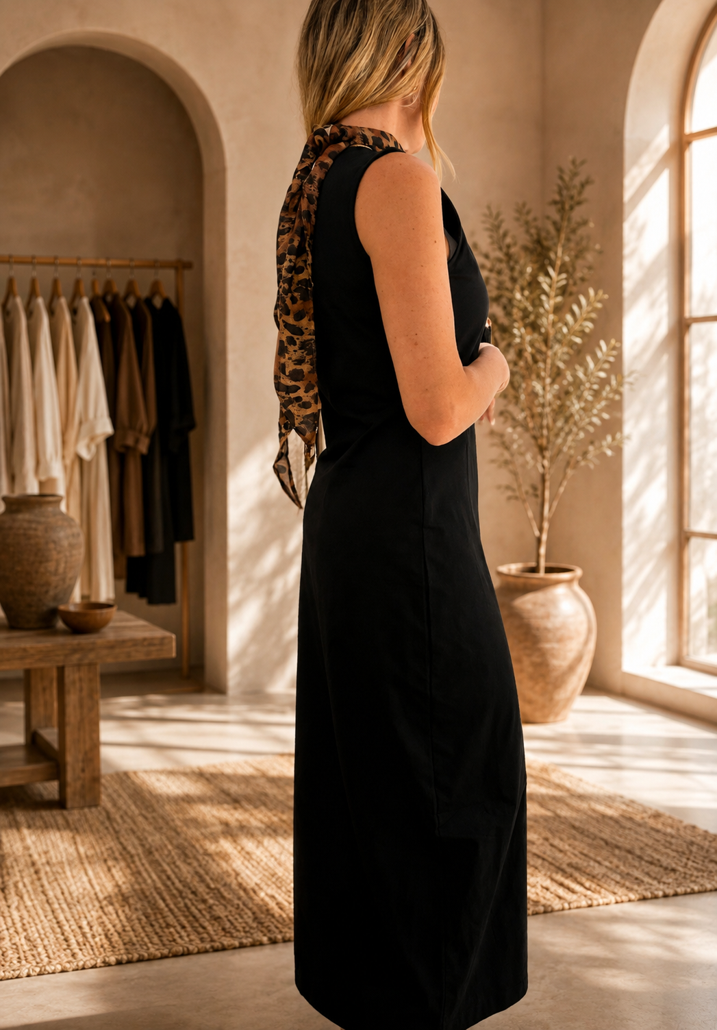 Vestido de algodón con bandana