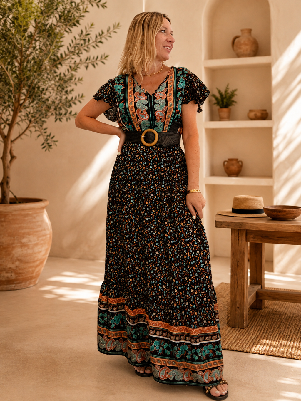 Vestido largo viscosa